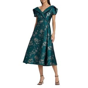 Rickie Freeman Teri Jon‎ Dress Floral Jacquard Midi